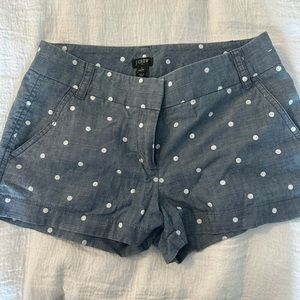 J.Crew chambray shorts with polka dots